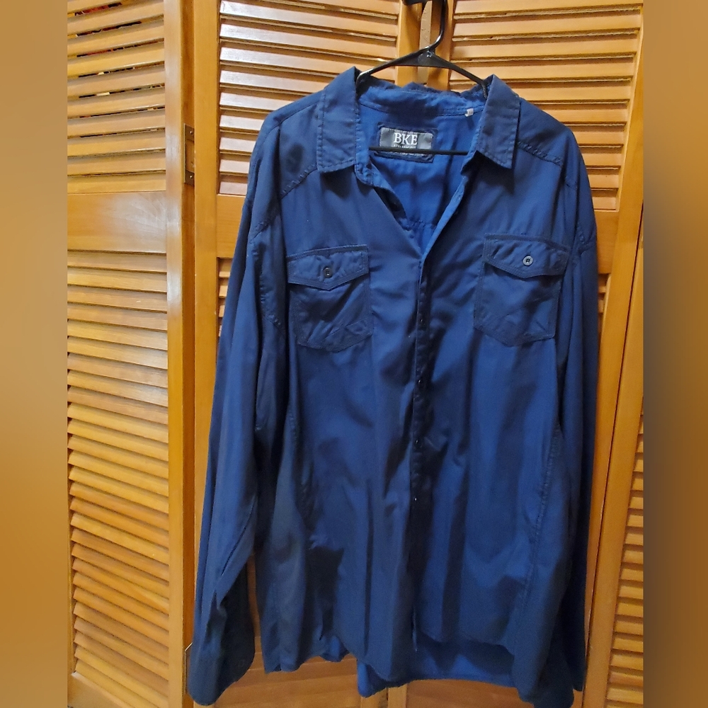 BKE men's long sleeve button shirt  Blue size 3XL